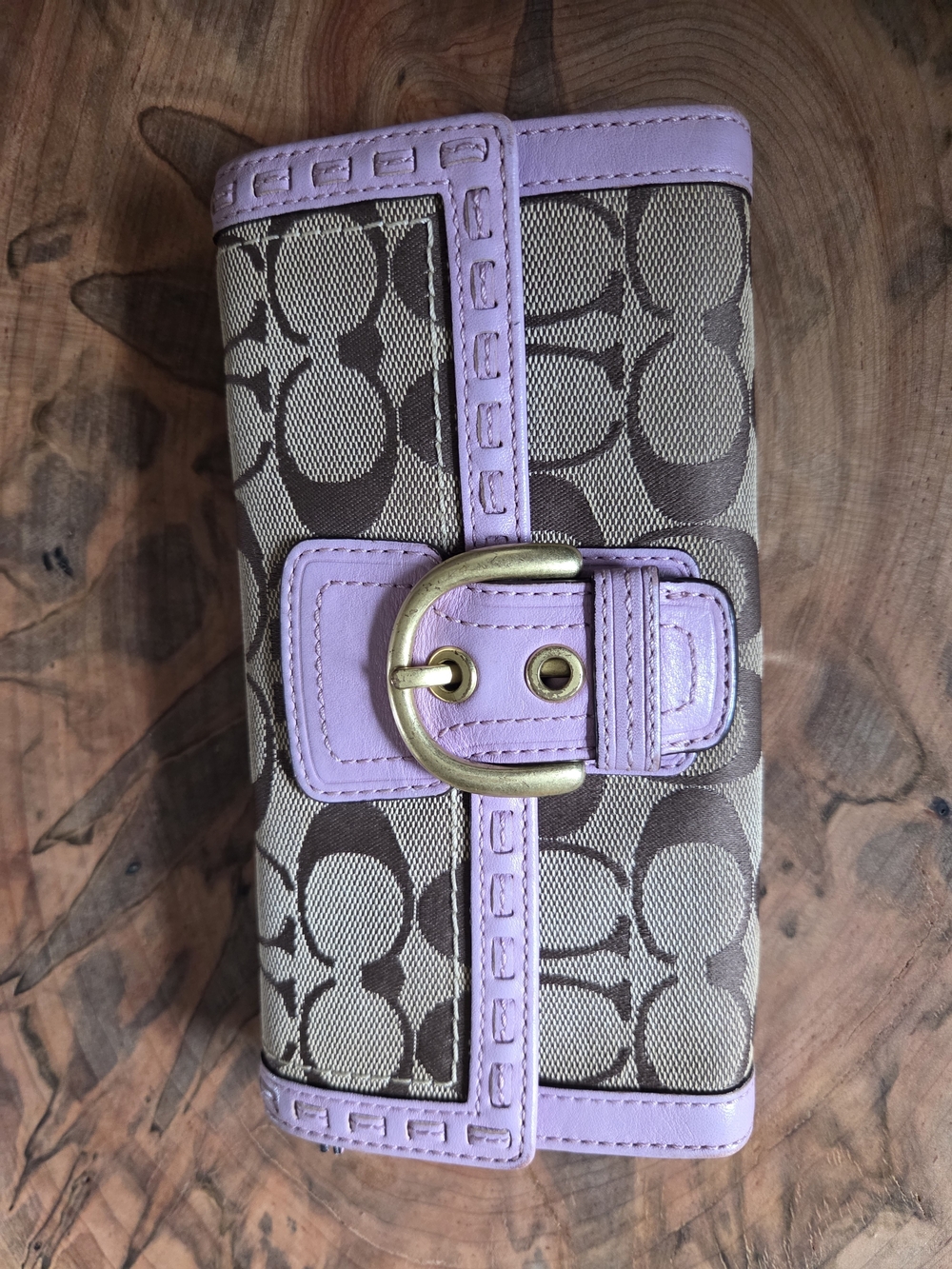VTG Coach Soho Signature Buckle Flap Wallet – Lilac Purple & Brown